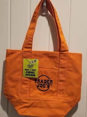 Trader Joe's Orange Canvas Mini Tote Bag